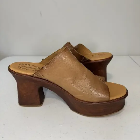 Kork-Ease Cassia Platform Shoes Women's Size 9M Brown Leather Slip On Clogs Open - Picture 5 of 16